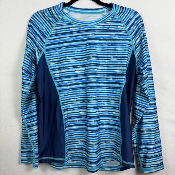 Hodo Sports Striped Blue Women's Top Women’s Size L - Picture 1 of 5